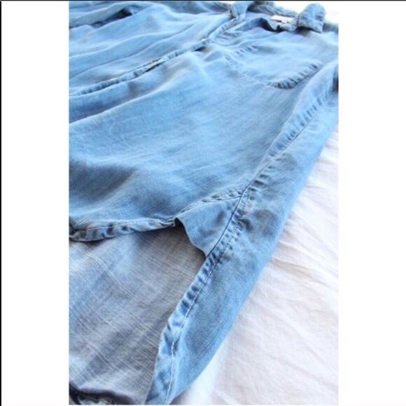 ANTHROPOLOGIE Blue Denim Chambray Washed Long Sleeve Tencel Button Shirt Top S - Picture 7 of 8